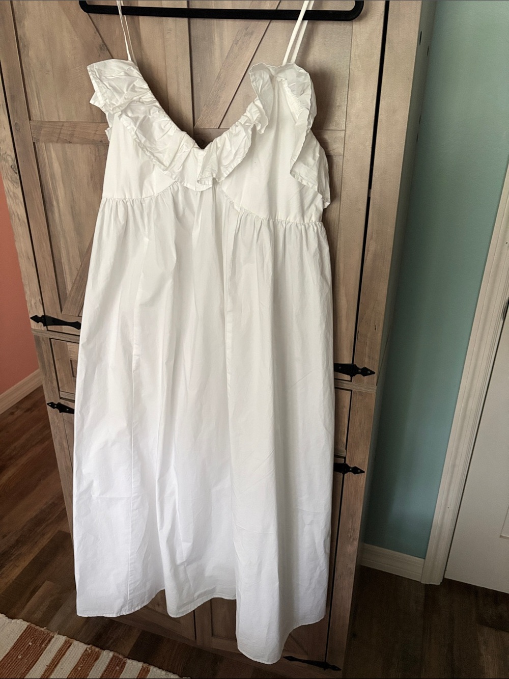 Roxy White Ruffle-Trim Maxi Dress